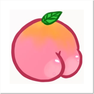Funny Peach Butt Fruit Posters and Art